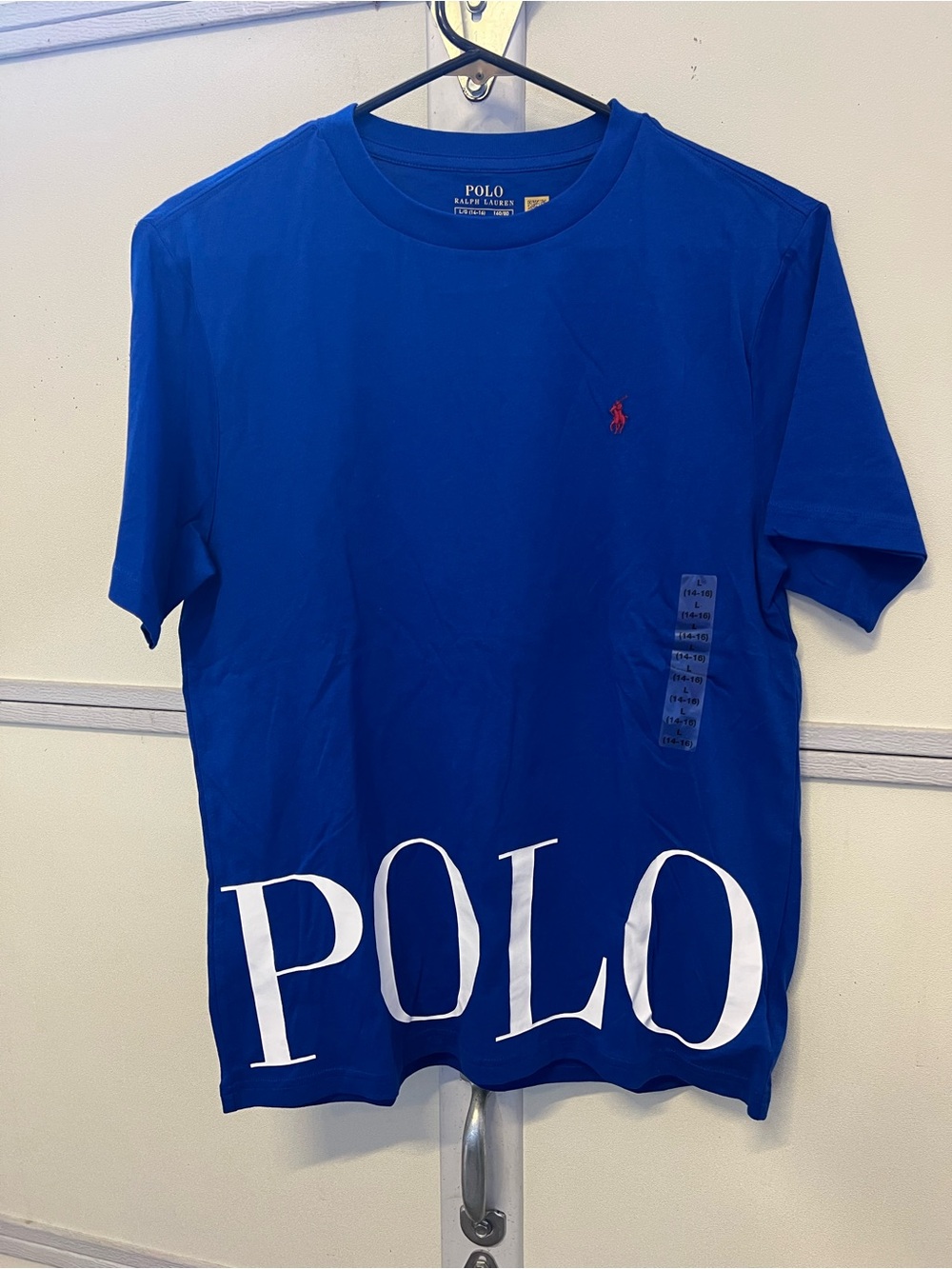 Polo by Ralph Lauren KID Royal Blue Logo Crew Neck T-Shirt - KID BOY L 14/16